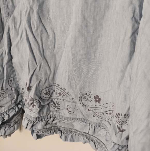 Ariat Eden Blouse Tencel Lyocell Light Blue Floral Women's Top Boho Paisley - Picture 3 of 10